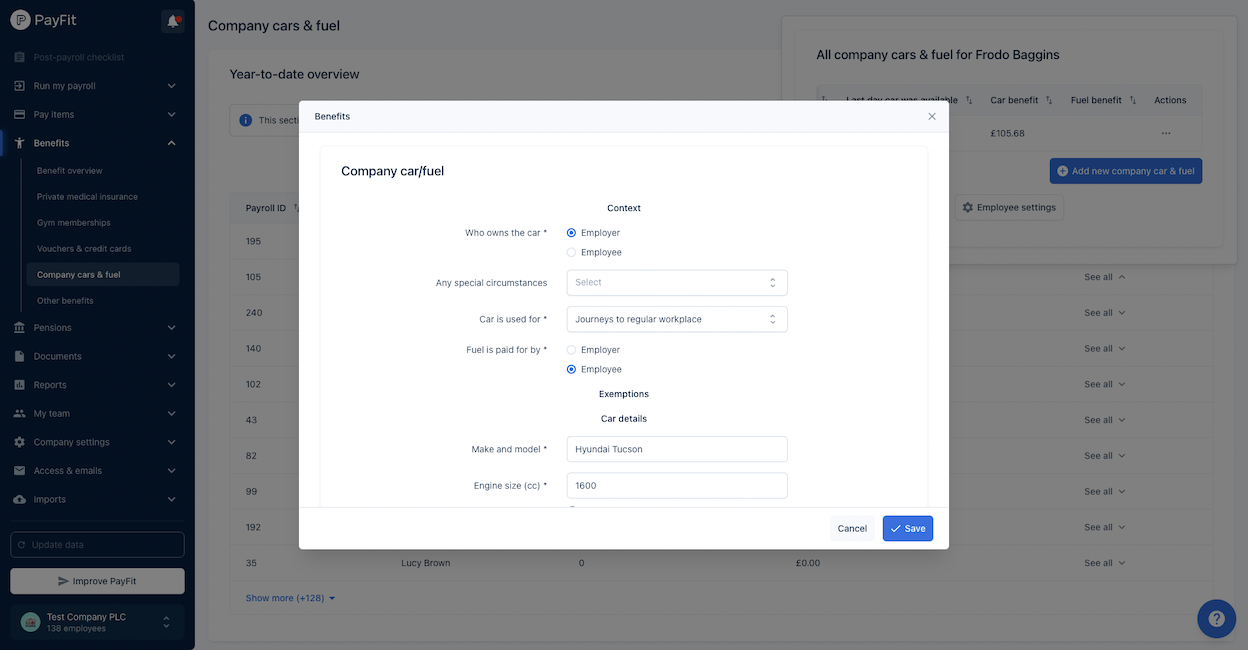 individual benefit settings