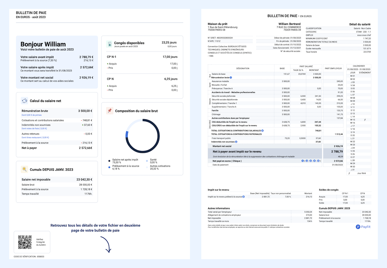 fiche de paie en ligne