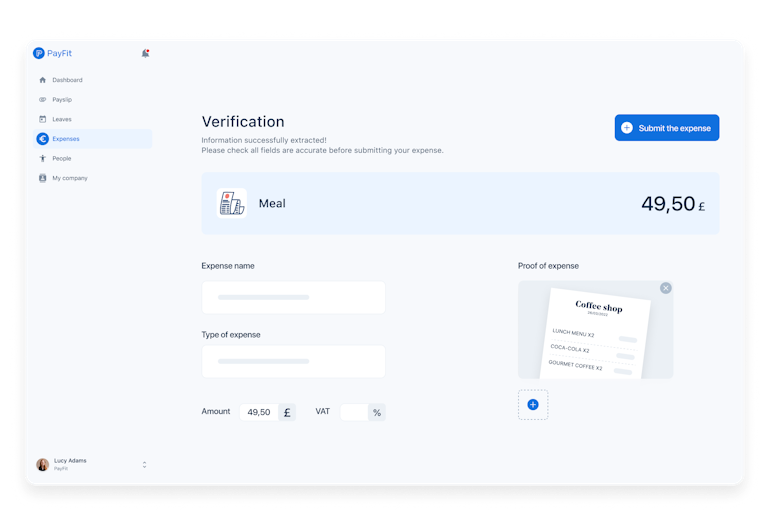 Expenses dashboard UI element from PayFit app