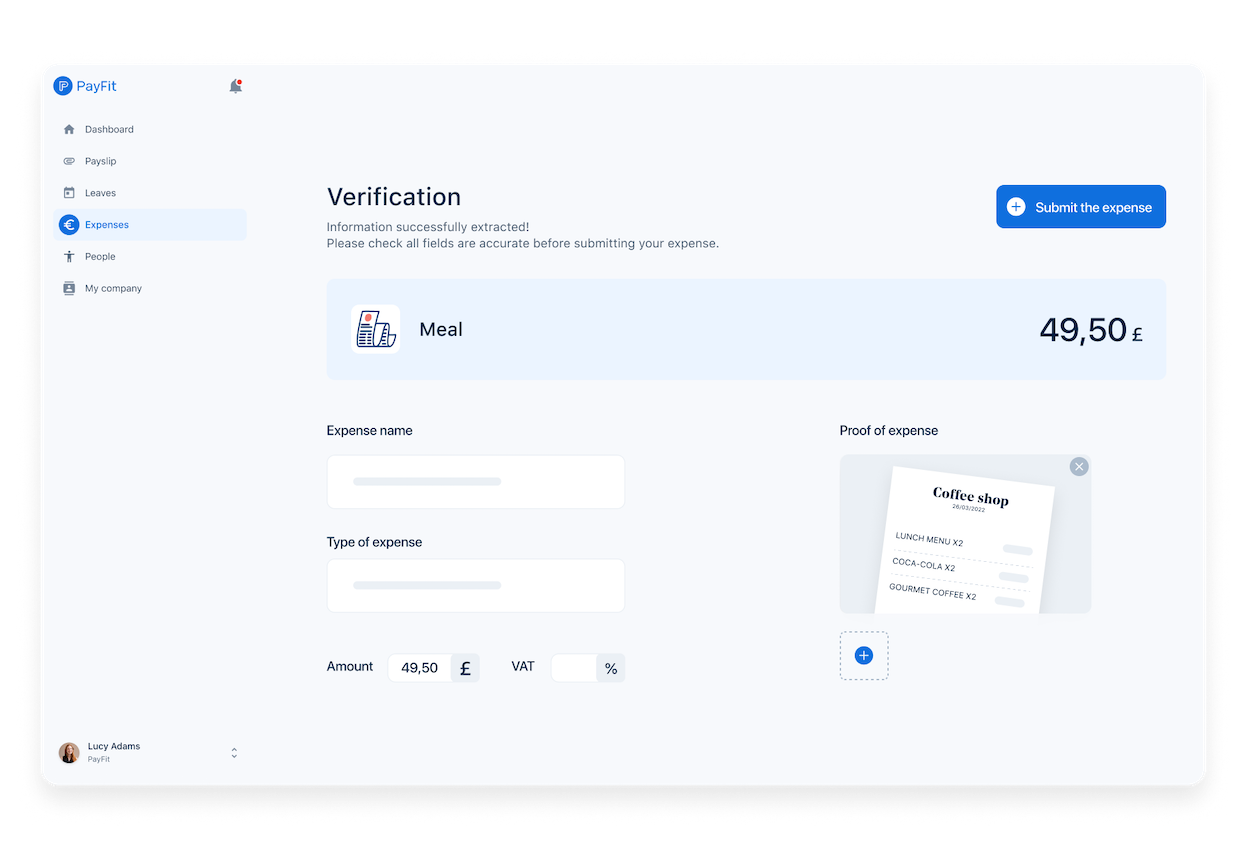 payfit expenses report