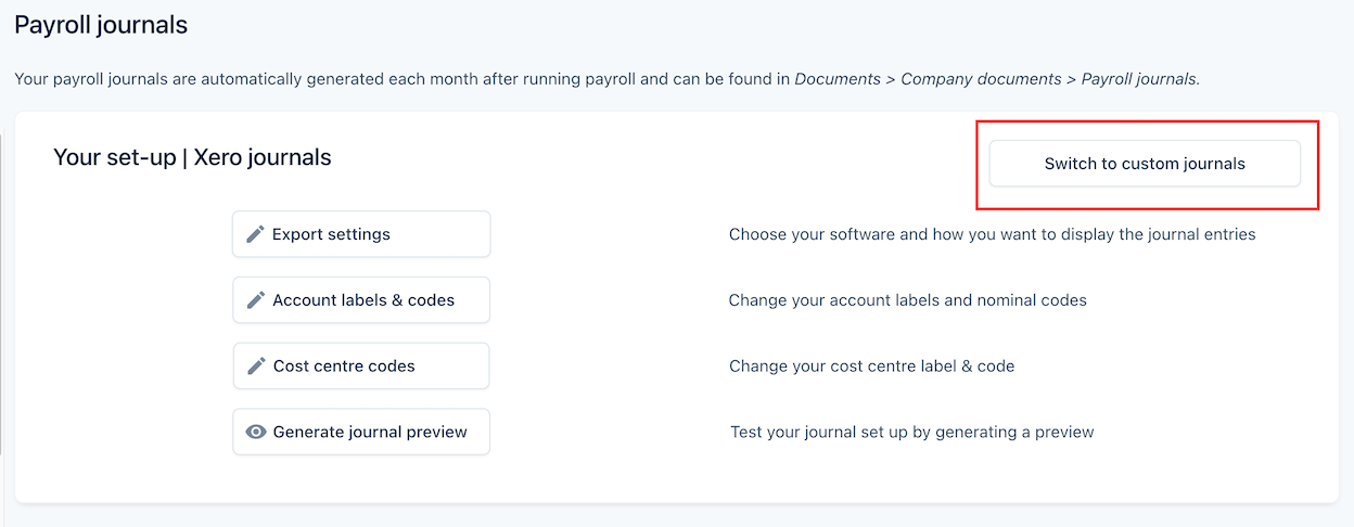 custom payroll journals